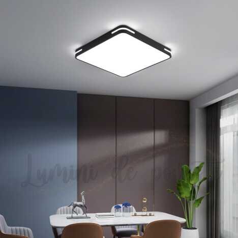 Lustra LED Baie 90W Universee Inspiration Black Square, LED inclus, 5 surse de iluminare, Lumina: Ca